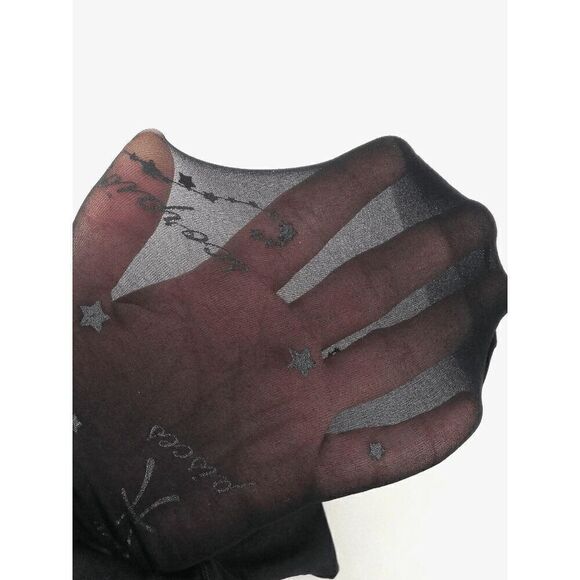 ⭐ Astrology Zodiac Constellations Celestial Print Black Sheer Nylon Tights NEW - Picture 14 of 16